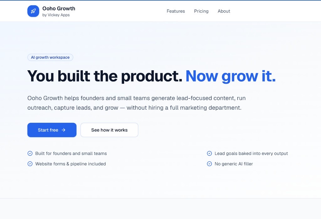 Ooho Growth AI marketing and lead generation workspace